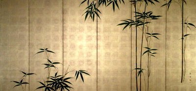 若竹」1850年頃（紙に貼った金箔に彩色 作： Kaisen Oda