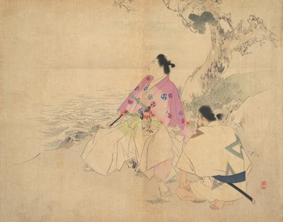 川辺の二人の男 19世紀末～20世紀初頭 作： Kajita Hanko
