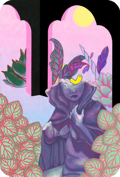 Garden Witch、2019年（コットンにアクリル） 作： Kam Tsz