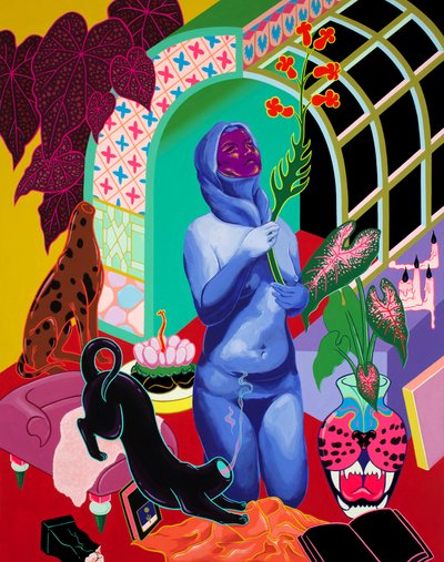 図書館、2021年（パネルにアクリル） 作： Kam Tsz