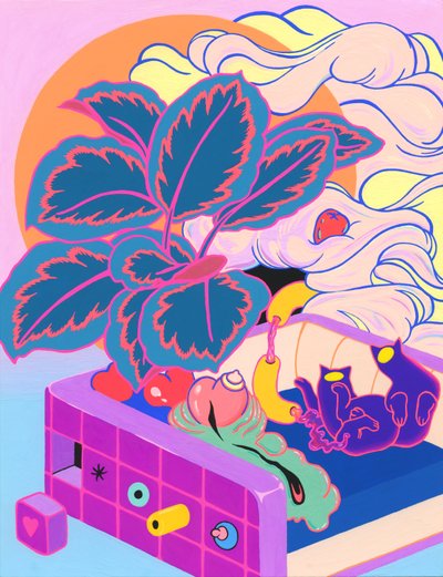 Two Bodys Orbit、2019年（紙にアクリル） 作： Kam Tsz