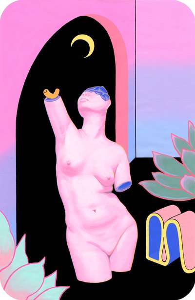 砂漠が寒くなるとき、2019年（綿にアクリル） 作： Kam Tsz