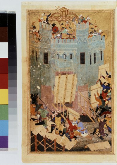 ティムール（タメルラン）：1402年、スミルナのホスピタル城を包囲するティムール 作： Kamal ud Din Behzad