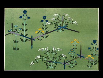 秋の花、生地の検討 作： Kamisaka Sekka