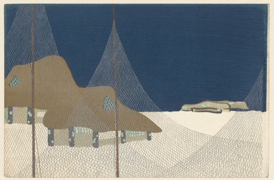 漁村、1909年（版画） 作： Kamisaka Sekka