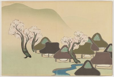 百世草（ももよぐさ）：春の農村（はるでんか） 作： Kamisaka Sekka