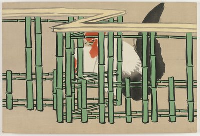 百世の花（桃世笠）：雄鶏（茶房） 作： Kamisaka Sekka