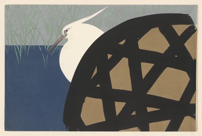 ホワイトヘロン、1909年（版画） 作： Kamisaka Sekka