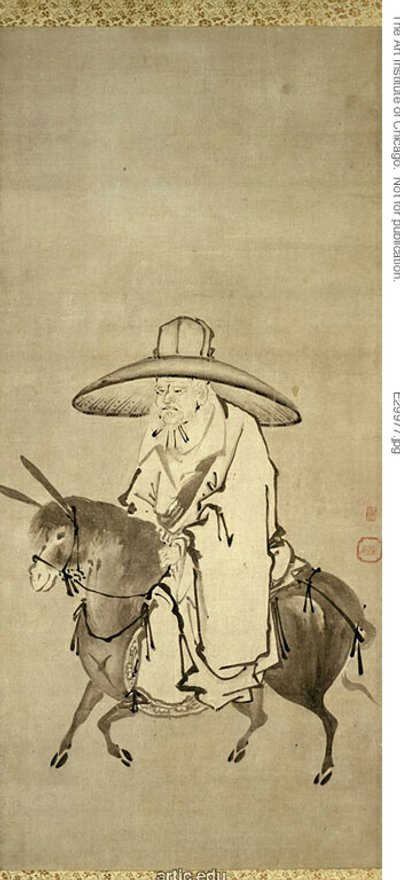ロバに乗る詩人杜甫 作： Kanô Shigenobu
