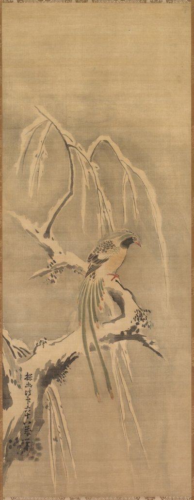 雪を積んだ枝の中国の鳥 作： Kanō Tan’yū