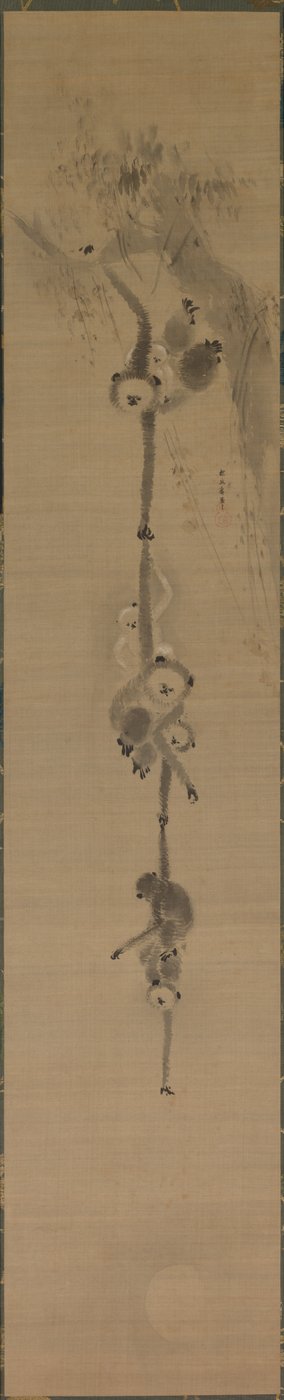 月に手を伸ばすサル 作： Kanō Tan’yū