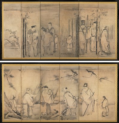 竹林の七賢者。 商山の四老 作： Kanō Tan’yū
