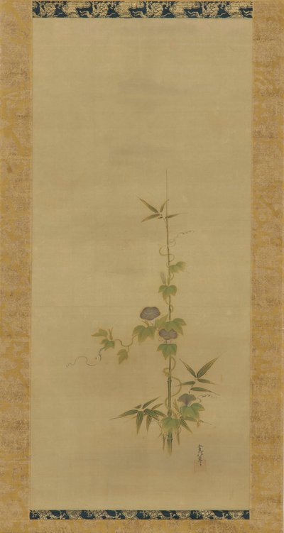 朝顔と竹のセット 江戸時代 17世紀半ば～18世紀初頭 作： Kanô Yôboku Tsunenobu