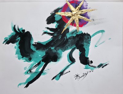 元気いっぱいの黄金の馬 作： Kanat Ibragimov