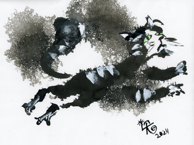 跳ねるインクの猫 作： Kanat Ibragimov