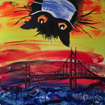 仮面を被った猫　サンフランシスコの夕日 作： Kanat Ibragimov