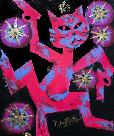 鮮やかなネオンカラーの猫 作： Kanat Ibragimov