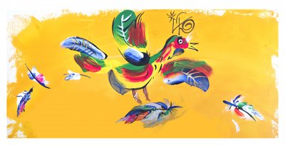 鮮やかな黄色の鳥 作： Kanat Ibragimov
