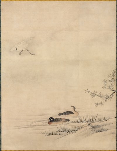 春の風景の中の花と鳥、1500年代。 作： Kano Motonobu