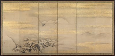 夏と冬の風景のペア、1600年代。 作： Kano Naonobu