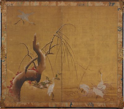 鷺と柳図 江戸時代・17世紀初頭   作： Kano Sadanobu