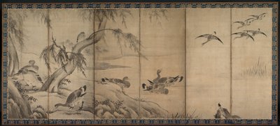 野生のガチョウ、1500年代後半〜1600年代初頭。 作： Kano Sanraku