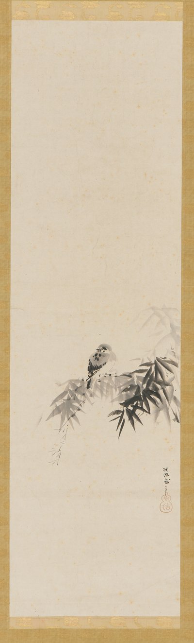 竹の枝に鳥、江戸時代、17世紀。 作： Kanō Tan’yū