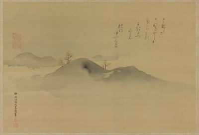 遠くの丘の常緑樹、江戸時代、1665. 作： Kanō Tan’yū