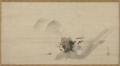 風景、掛け軸、17世紀 作： Kano Tanyu