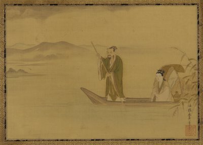 船に乗る中国人男女、江戸時代、17世紀半ば。 作： Kano Yasunobu