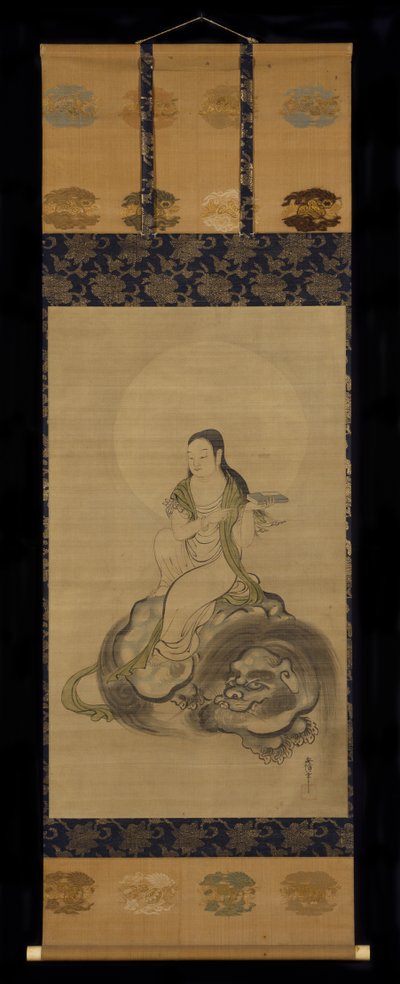 もんじゅぼさつ（紙に墨と色） 作： Kano Yasunobu