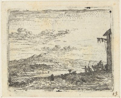 旅館の近くの馬車のあるイタリアの風景 小さな風景（シリーズタイトル） 作： Karel Du Jardin