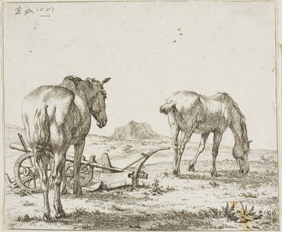 鋤で二頭の馬 作： Karel Dujardin
