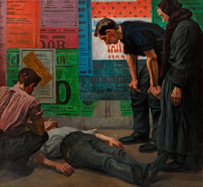 建築現場での事故、1909 作： Karel Myslbek