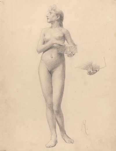 箱を持って立っている裸の女性 作： Karel Vitezslav Masek