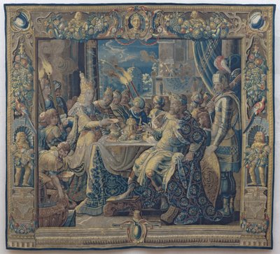 クレオパトラがアンソニーを楽しませる、1640年頃（ウールとシルク） 作： Karel van II (workshop of) Mander