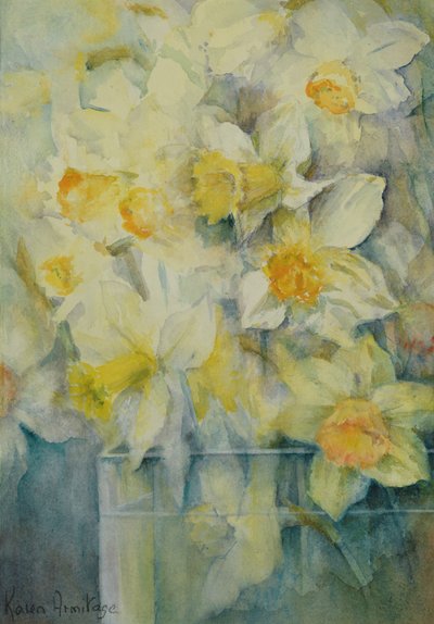春の時間、タンク3の混合水仙、クレラージ夫人、アイスフォリーズアンドフォーチュン 作： Karen Armitage