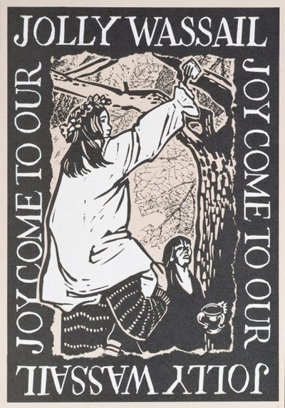 Joy Come to Our Jolly Wassail、1997（linocut on paper） 作： Karen Cater