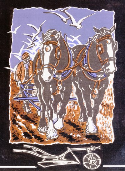 プラウ、1997（紙にリノカットとトイレ） 作： Karen Cater