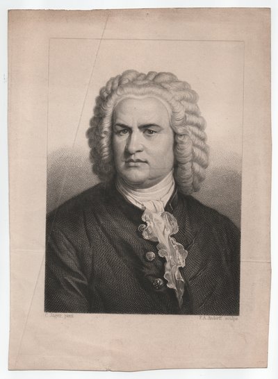 ヨハン・ゼバスティアン・バッハ（1685-1750）（1850年頃、エングレーヴィング） 作： Karl & Andorff Friedrich August (1819 1875) Jager