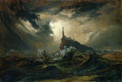 灯台と嵐の海 作： Carl Blechen