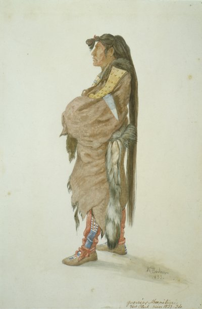 Ahsch？Psa Masihichsi、Hidatsaの男 作： Karl Bodmer