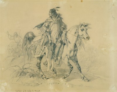 馬に乗ったブラックフィート族の戦士 作： Karl Bodmer