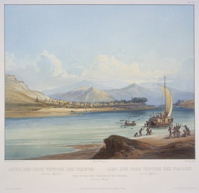 ミズーリ上流の大草原のグロス・ヴェントルのキャンプ 作： Karl Bodmer