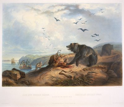 グリズリー・ベアーの狩猟 作： Karl Bodmer