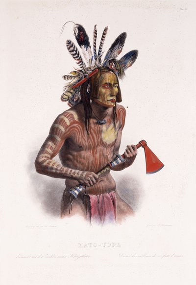 マトトープ、1844年の好戦的な行為の記章で飾られた 作： Karl Bodmer