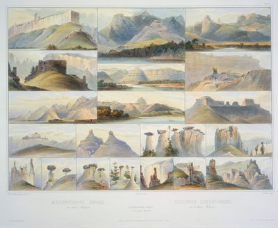 ミズーリ州北部の丘陵地帯 作： Karl Bodmer