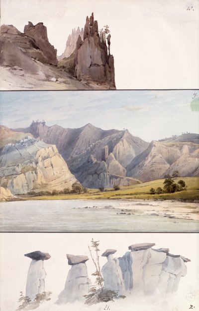 ミズーリ上流の岩層 作： Karl Bodmer