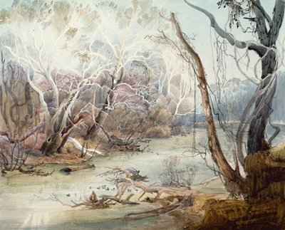 インディアナ州ニューハーモニー近くのフォックス川 作： Karl Bodmer