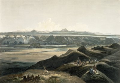 ロッキー山脈の眺め、「北アメリカの内部の旅」のボリューム2のプレート44、Sigismond Himely（1801-72）1844（aquatint）によって彫刻 作： Karl Bodmer